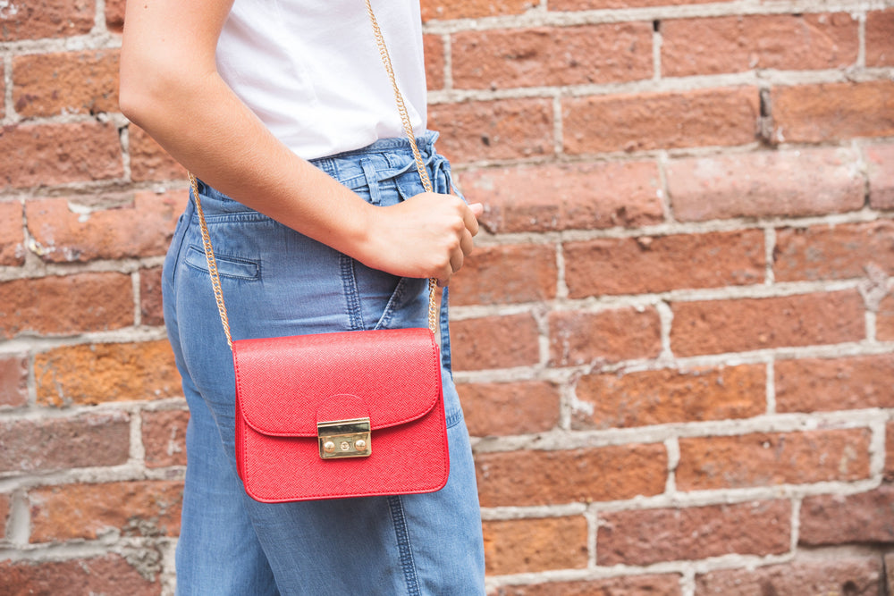 Red nylon purse